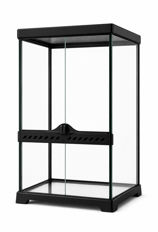 ReptiQuaria Tall Glass Terrarium 30cm x 30cm x 60cm styled setup